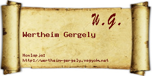 Wertheim Gergely névjegykártya